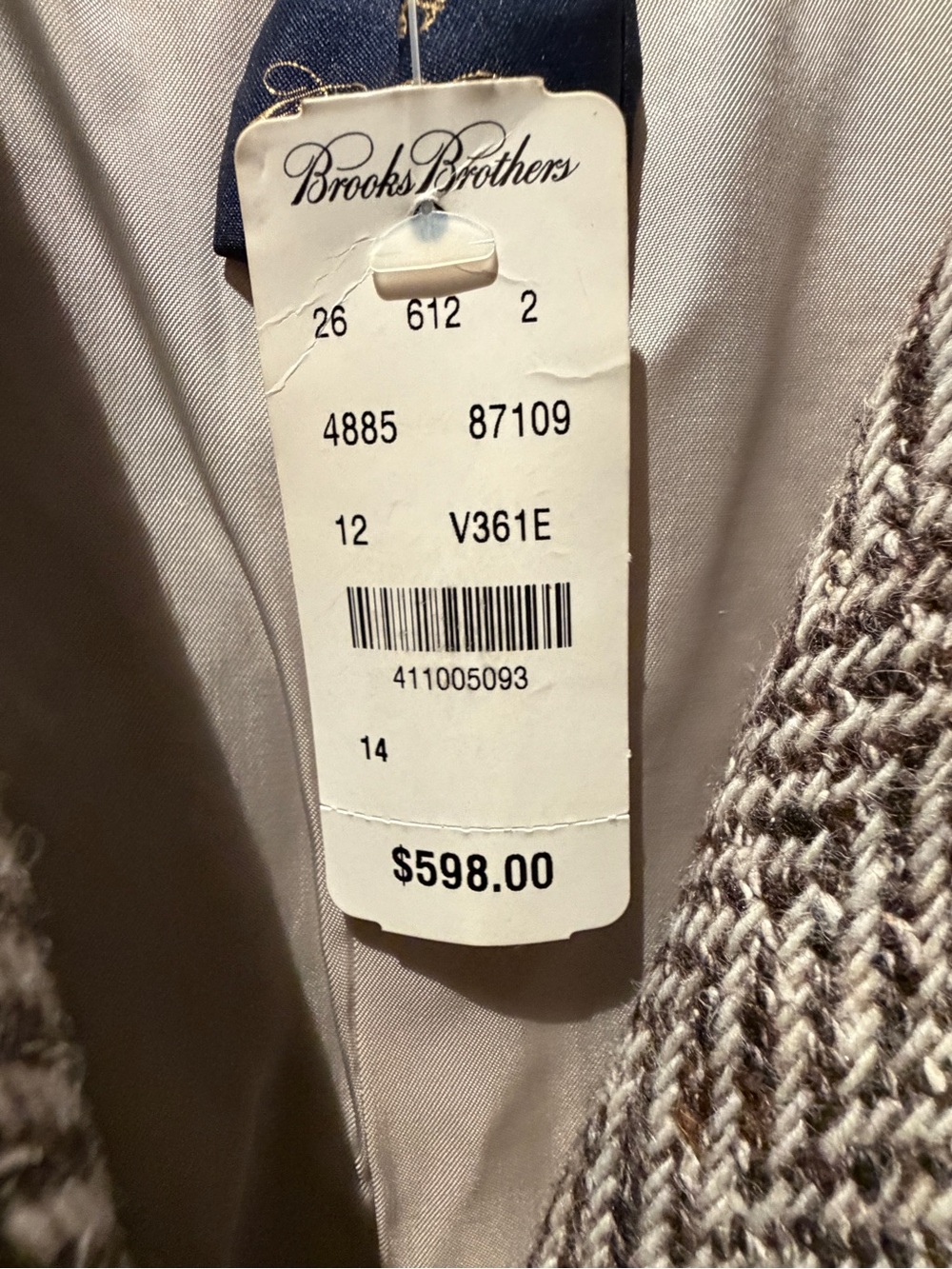 Brooks Brothers Tweed Herringbone Blazer - Brown & Cream Women’s Size 14 - Picture 4 of 6